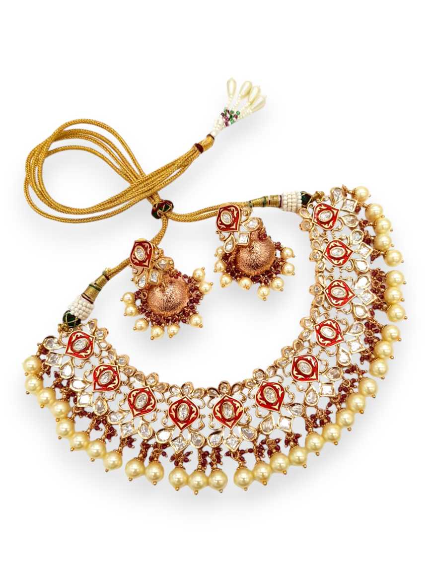 NECKLACE EARRING in VILANDI KUNDAN Style | Design - 21041