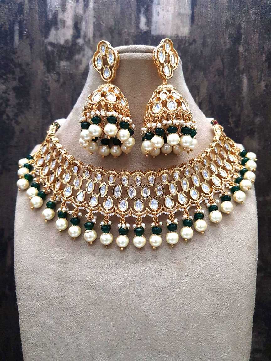 NECKLACE EARRING in VILANDI KUNDAN Style | Design - 21061