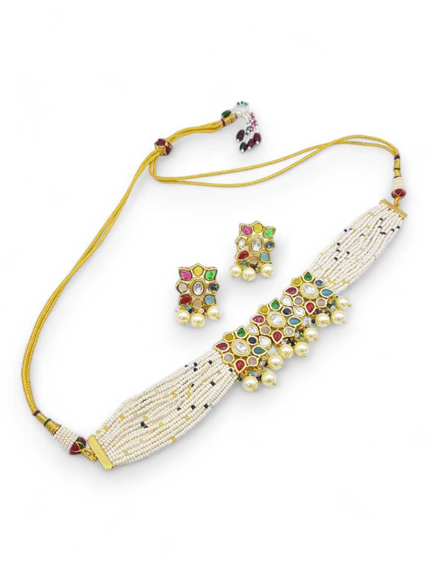NECKLACE EARRING in VILANDI KUNDAN Style | Design - 21118