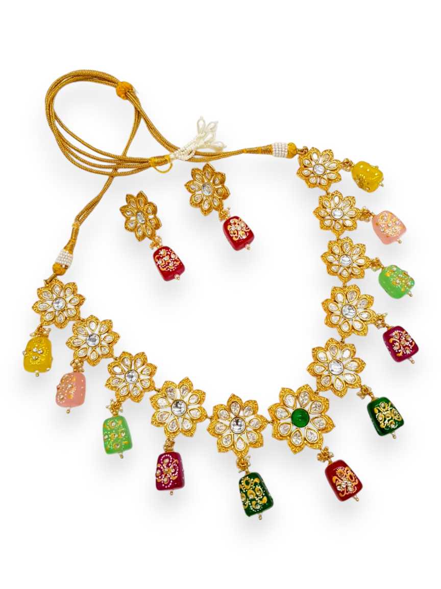 NECKLACE EARRING in VILANDI KUNDAN Style | Design - 21266