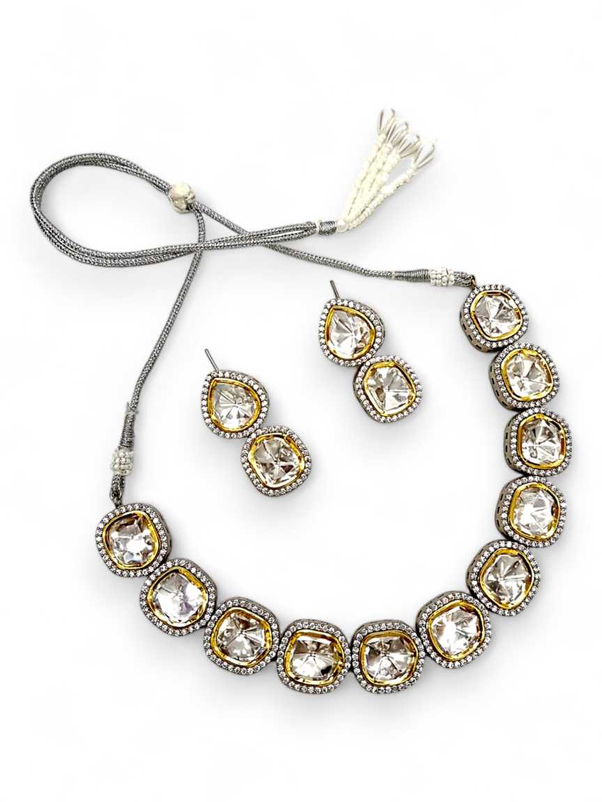 NECKLACE EARRING in VILANDI KUNDAN Style | Design - 21336