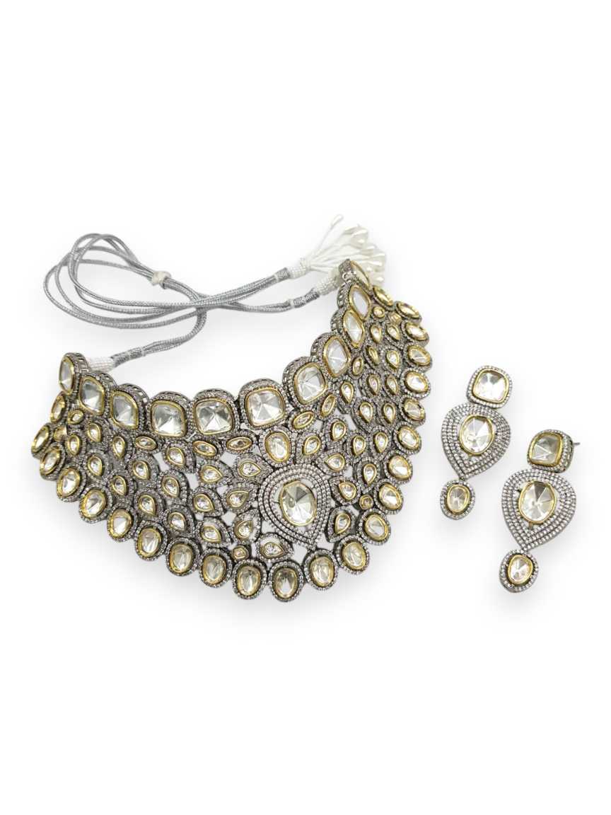 NECKLACE EARRING in VILANDI KUNDAN Style | Design - 21353