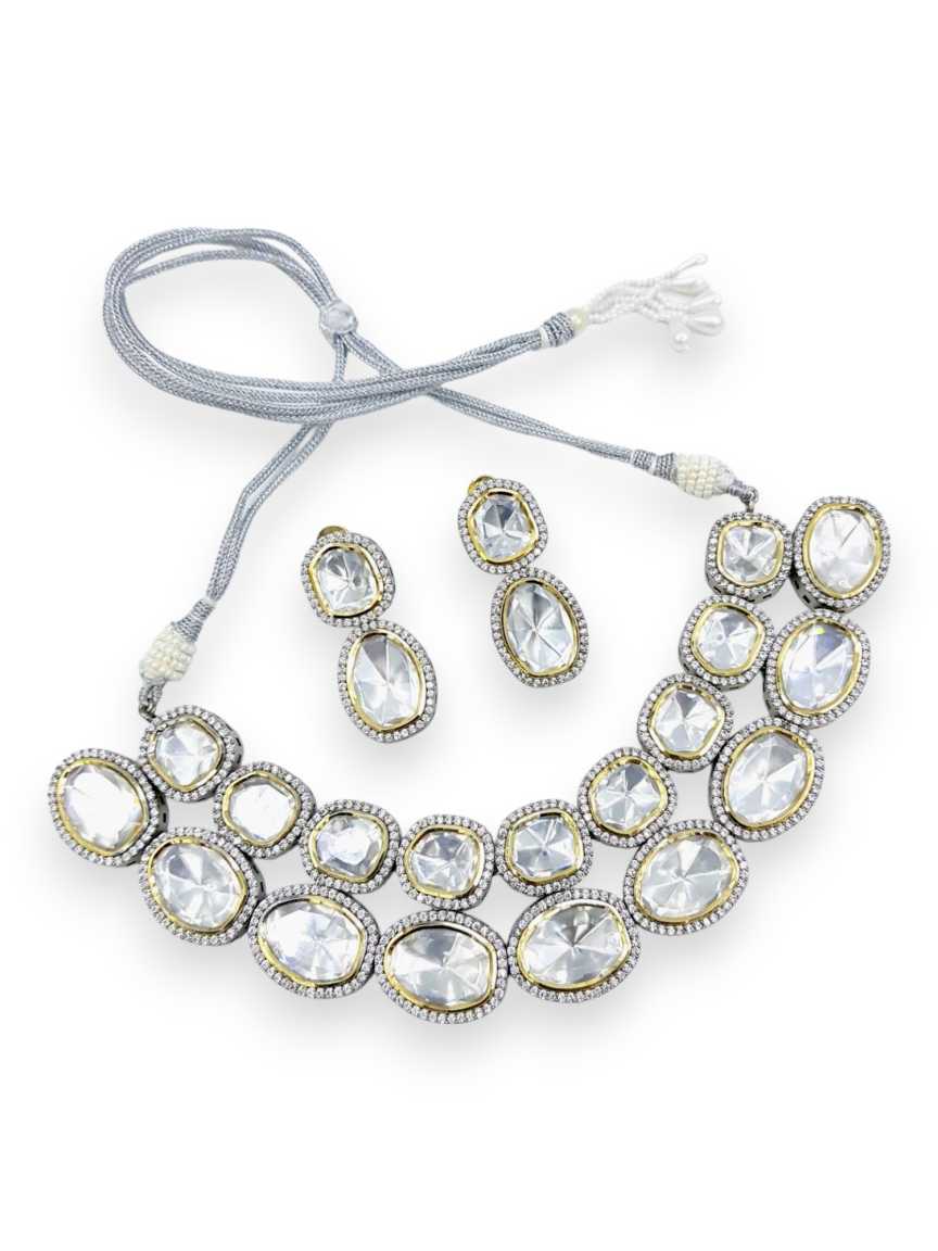 NECKLACE EARRING in VILANDI KUNDAN Style | Design - 21430