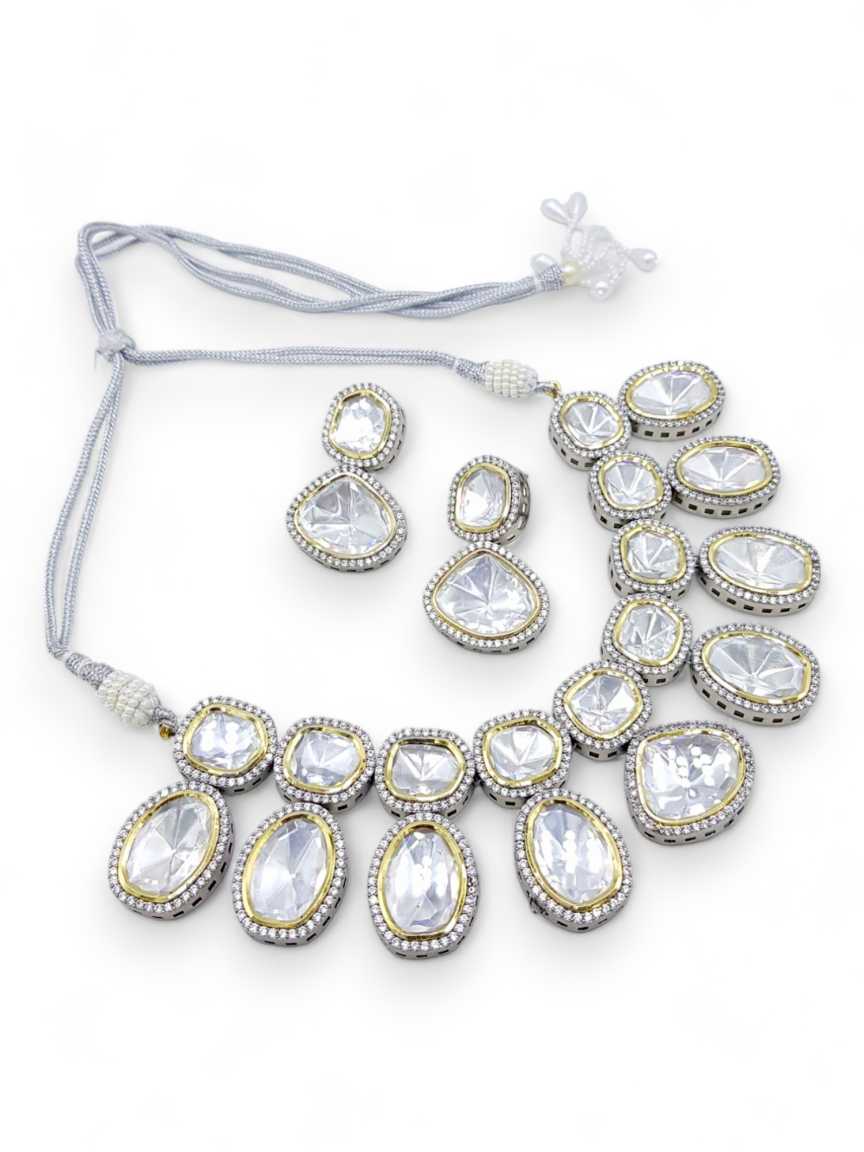 NECKLACE EARRING in VILANDI KUNDAN Style | Design - 21467
