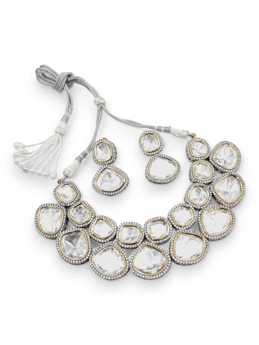 NECKLACE EARRING in VILANDI KUNDAN Style | Design - 21468