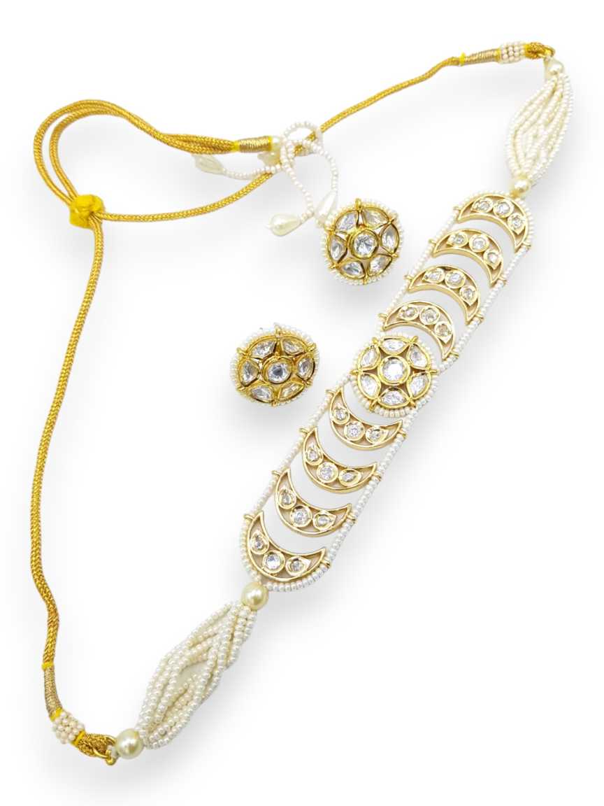 NECKLACE EARRING in VILANDI KUNDAN Style | Design - 21478