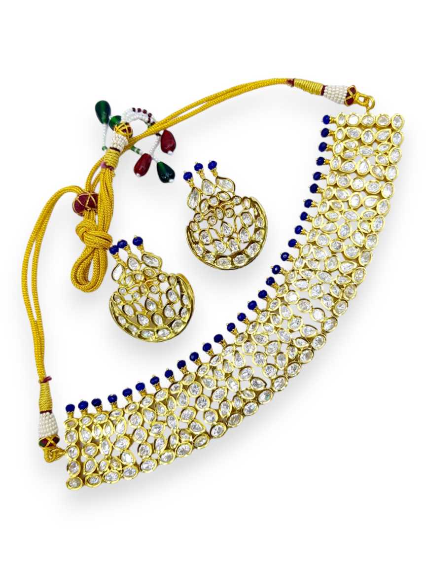 NECKLACE EARRING in VILANDI KUNDAN Style | Design - 21483