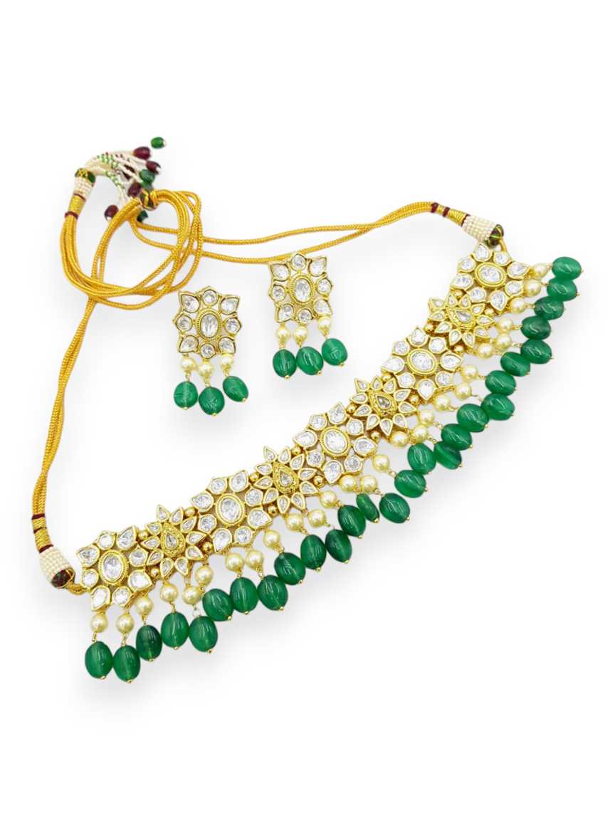 NECKLACE EARRING in VILANDI KUNDAN Style | Design - 21575