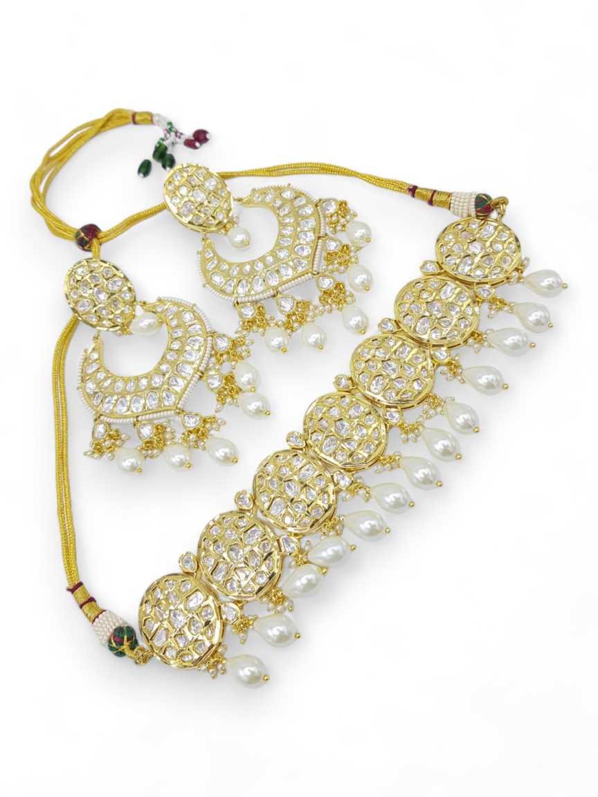 NECKLACE EARRING IN VILANDI KUNDAN STYLE | DESIGN - 21576