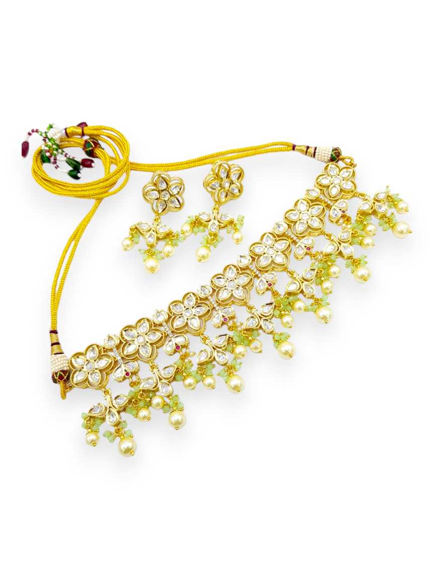 NECKLACE EARRING in VILANDI KUNDAN Style | Design - 21578