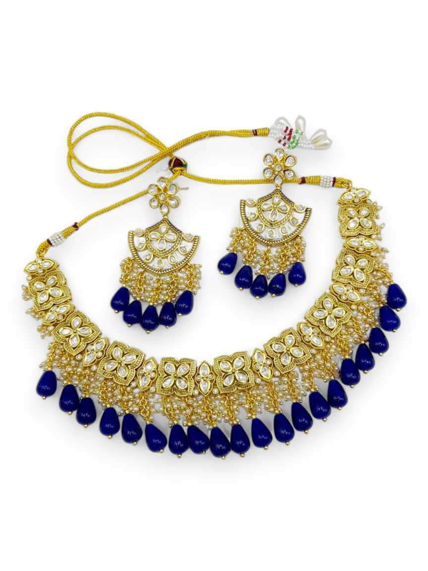 NECKLACE EARRING in VILANDI KUNDAN Style | Design - 21713