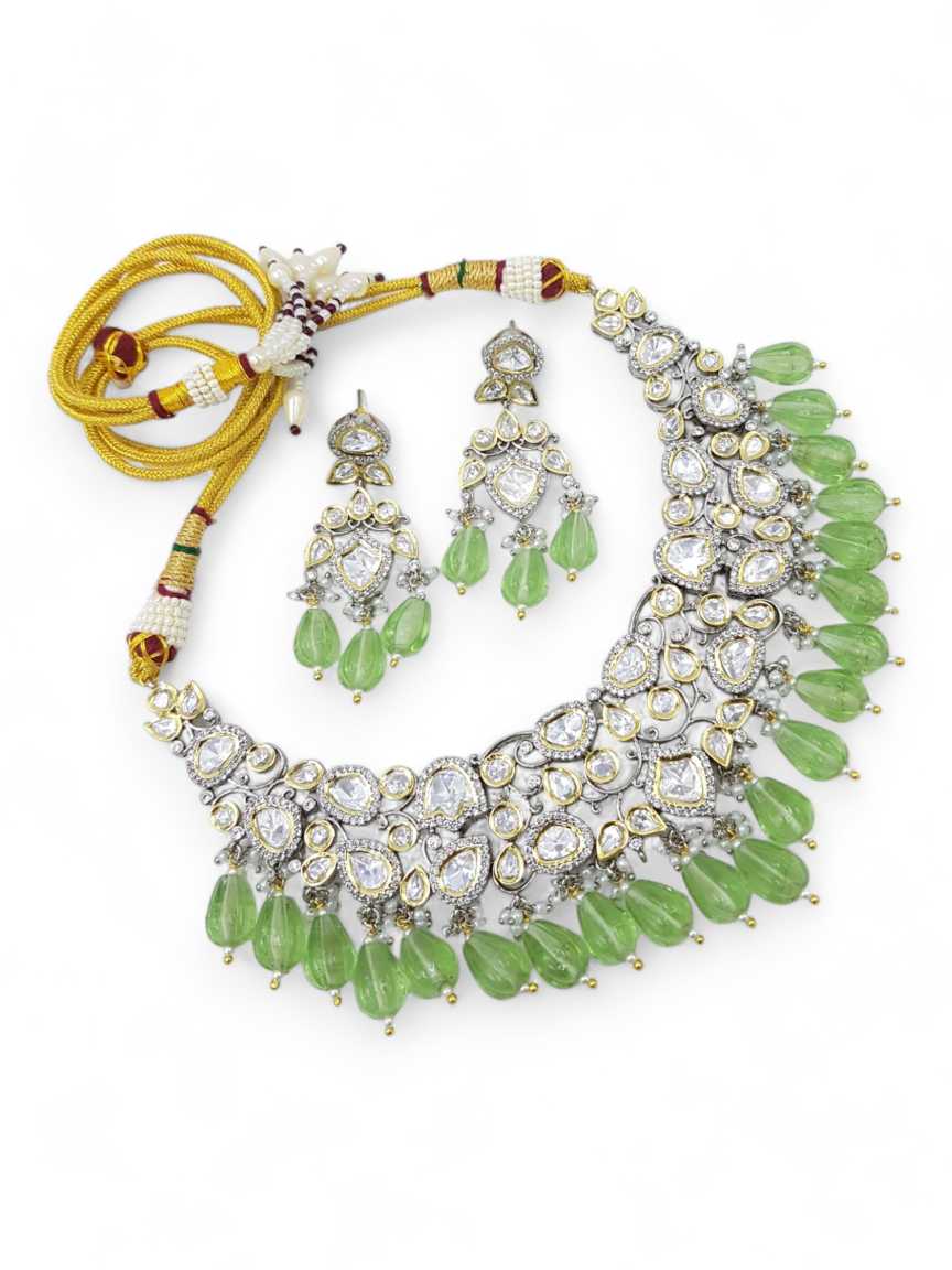 NECKLACE EARRING in VILANDI KUNDAN Style | Design - 21812