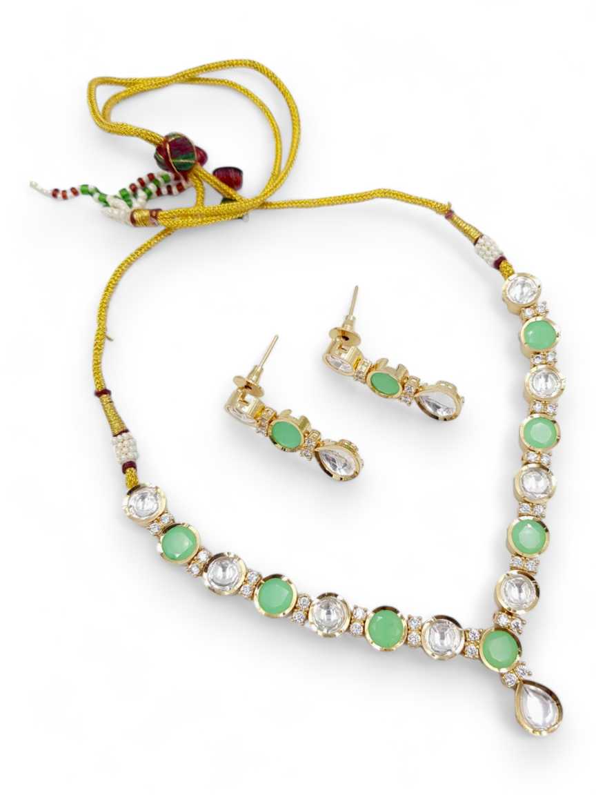 NECKLACE EARRING in VILANDI KUNDAN Style | Design - 21882