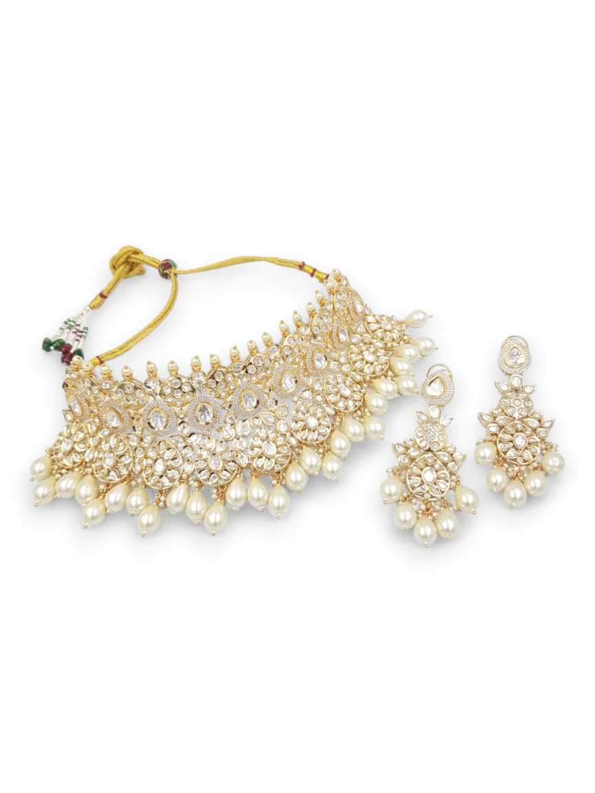 NECKLACE EARRING in VILANDI KUNDAN Style | Design - 21898