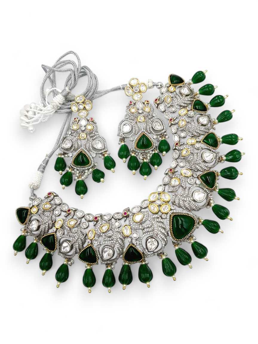 NECKLACE EARRING in VILANDI KUNDAN Style | Design - 21964