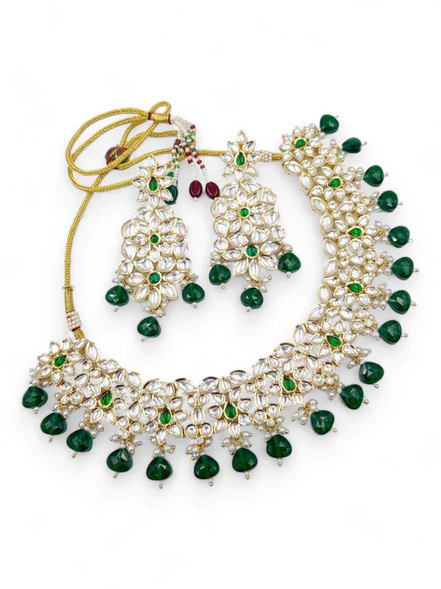 NECKLACE EARRING in VILANDI KUNDAN Style | Design - 22030