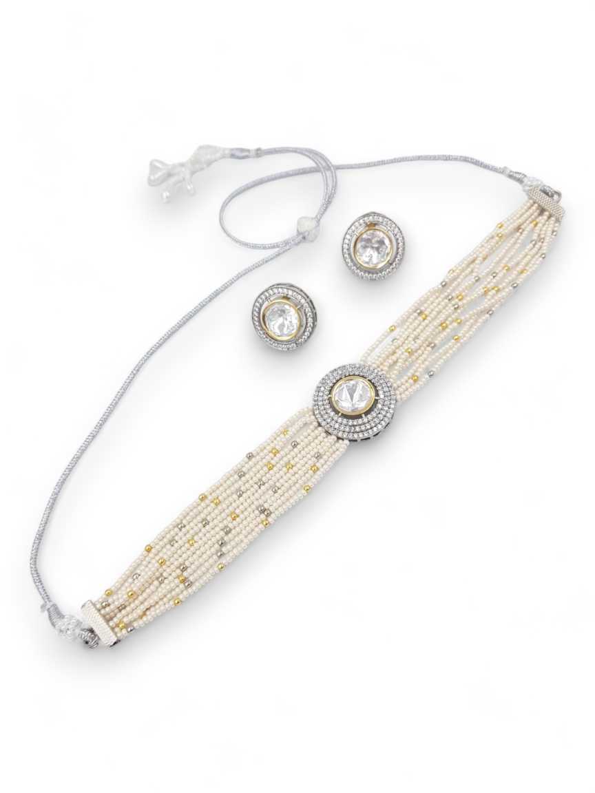 NECKLACE EARRING in VILANDI KUNDAN Style | Design - 22145