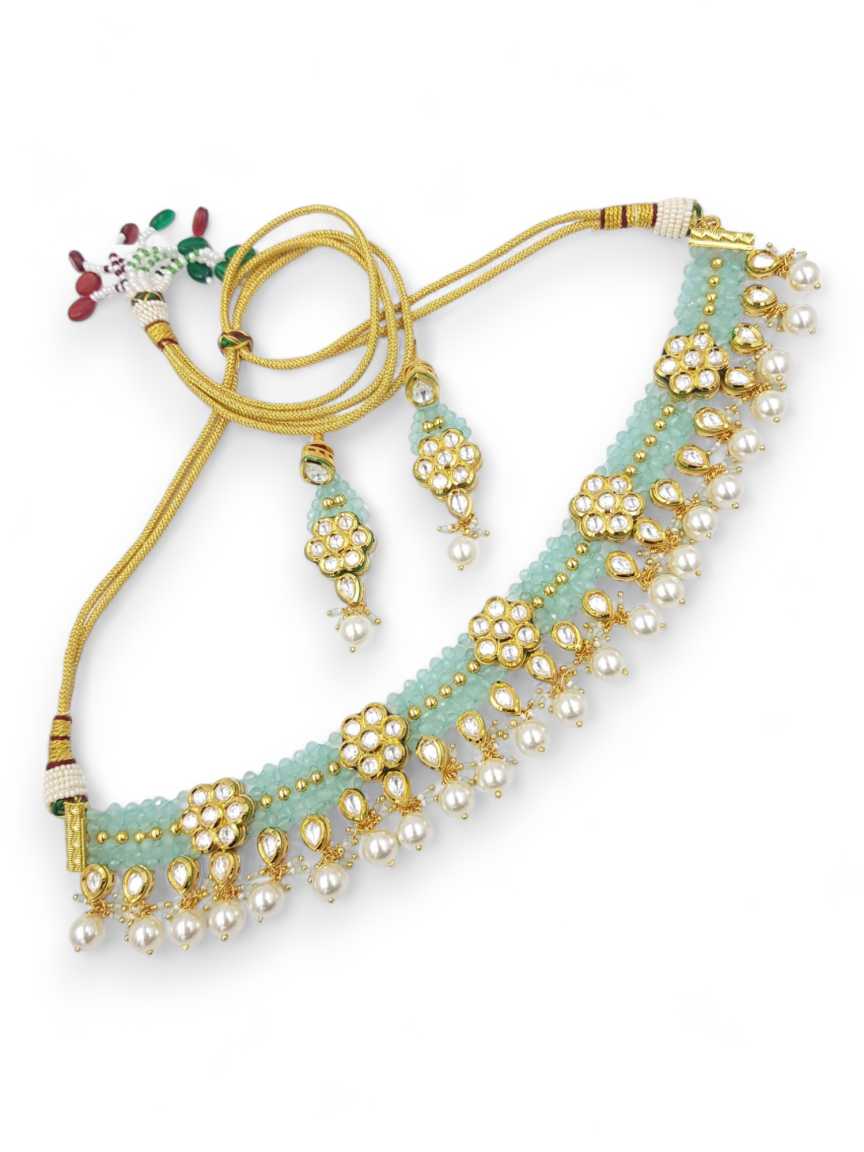 NECKLACE EARRING in VILANDI KUNDAN Style | Design - 22154