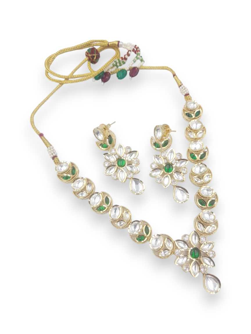 NECKLACE EARRING in VILANDI KUNDAN Style | Design - 22160