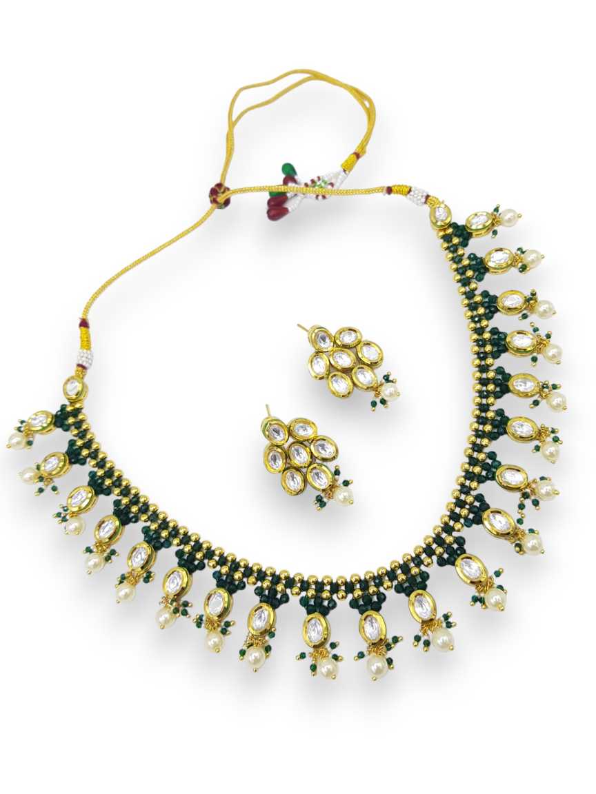 NECKLACE EARRING in VILANDI KUNDAN Style | Design - 22239