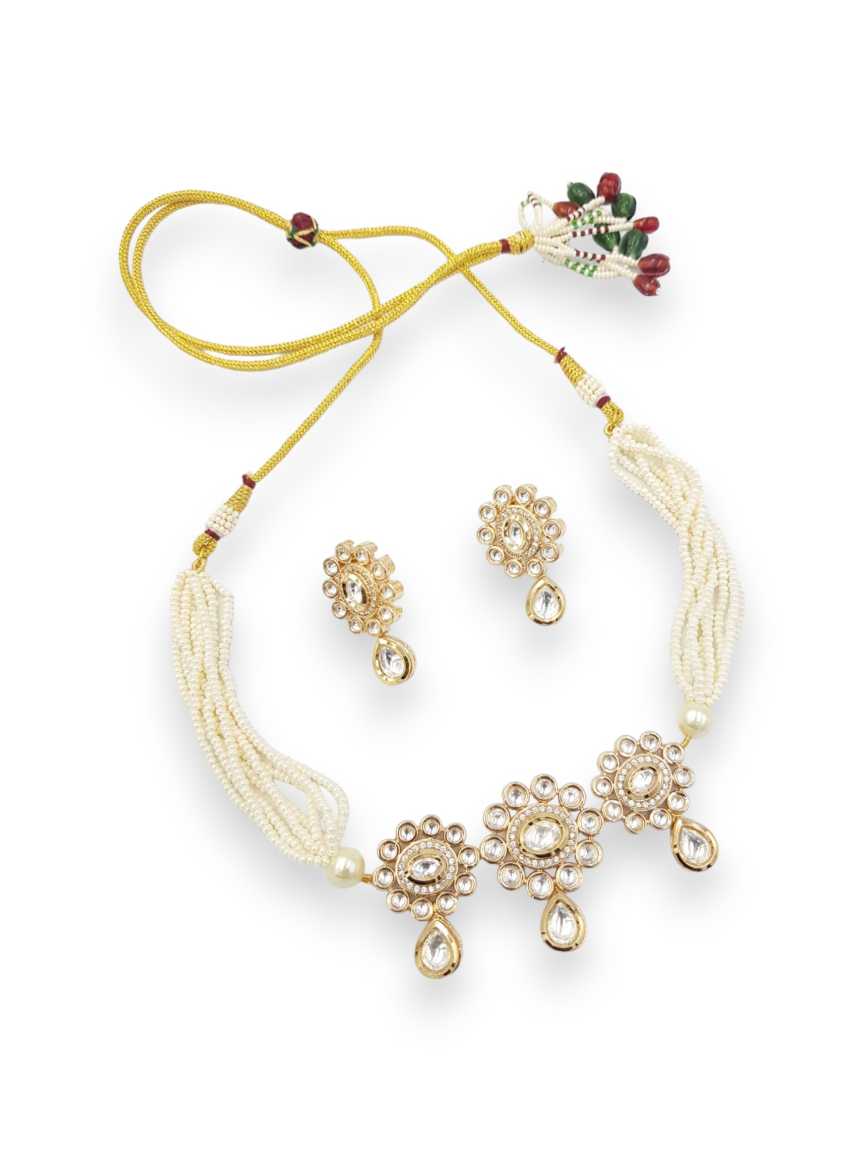 NECKLACE EARRING in VILANDI KUNDAN Style | Design - 22344