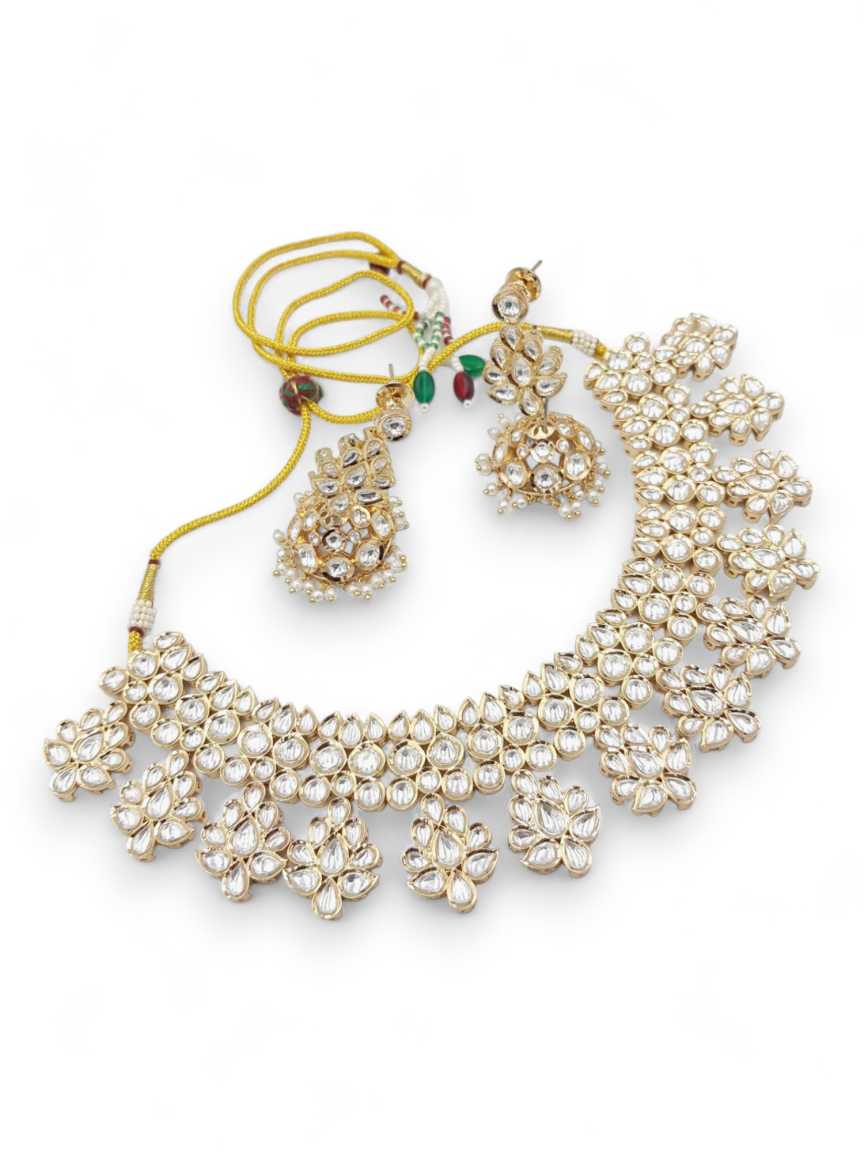 NECKLACE EARRING in VILANDI KUNDAN Style | Design - 22345