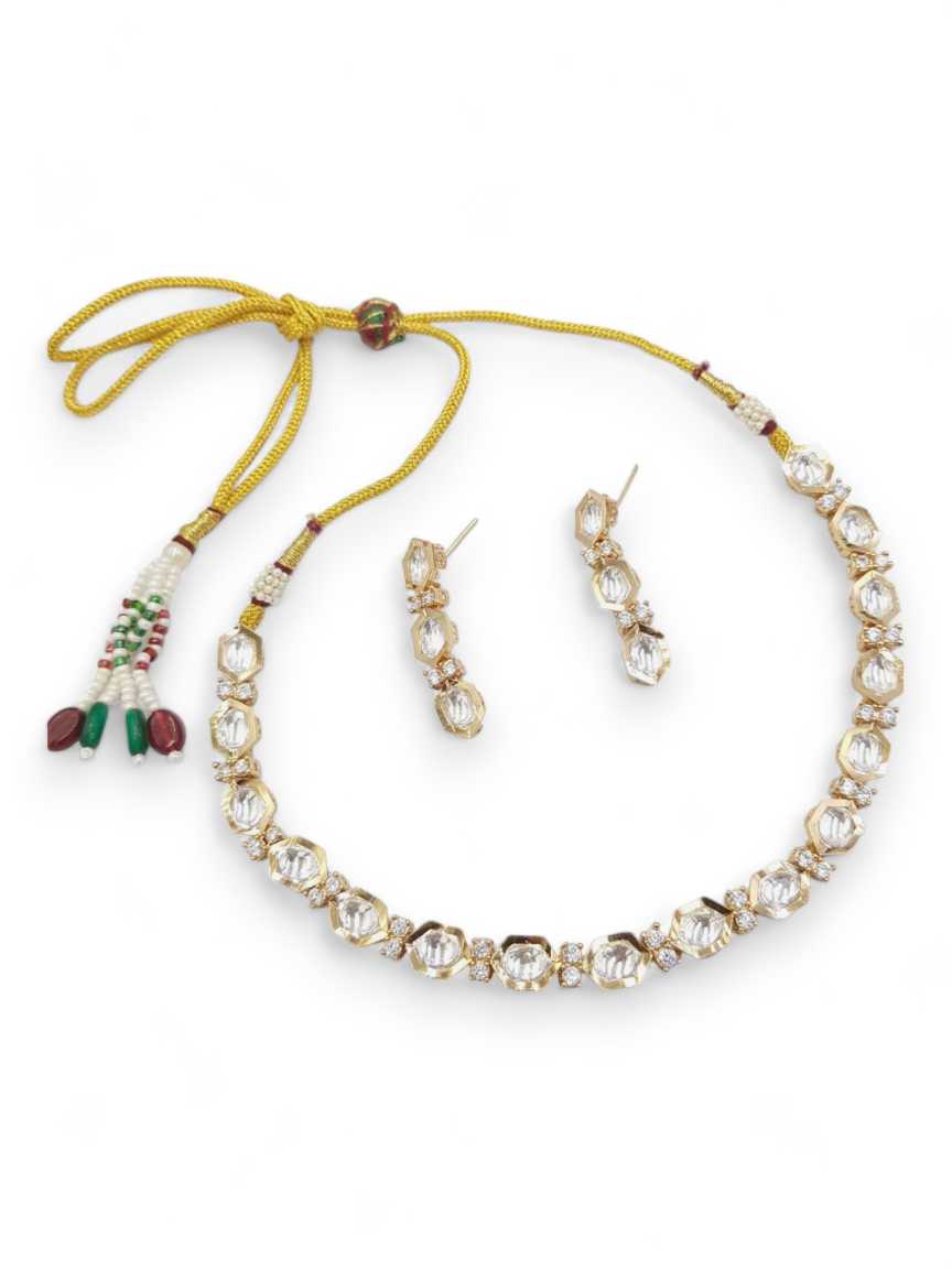 NECKLACE EARRING in VILANDI KUNDAN Style | Design - 22364