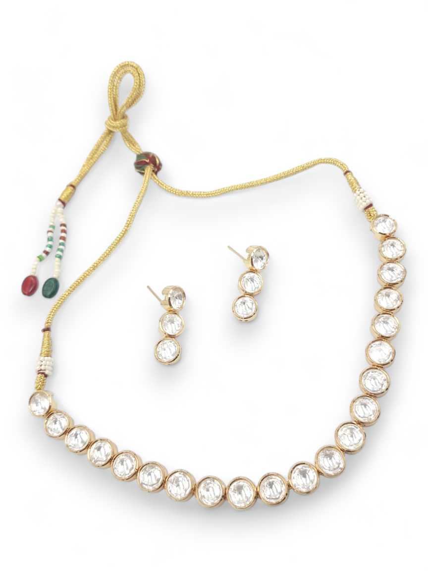 NECKLACE EARRING in VILANDI KUNDAN Style | Design - 22389