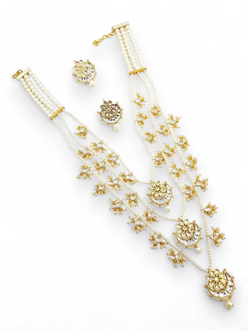 NECKLACE EARRING in VILANDI KUNDAN Style | Design - 22498