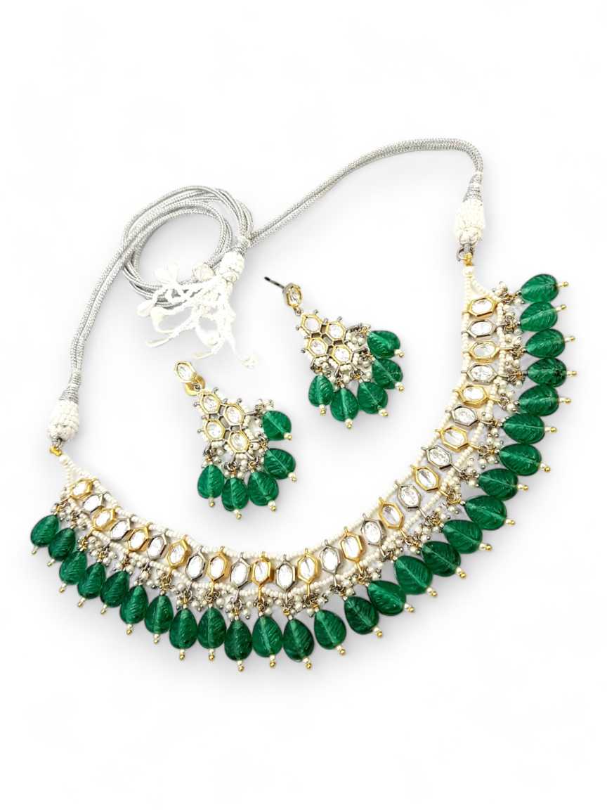 NECKLACE EARRING in VILANDI KUNDAN Style | Design - 22501
