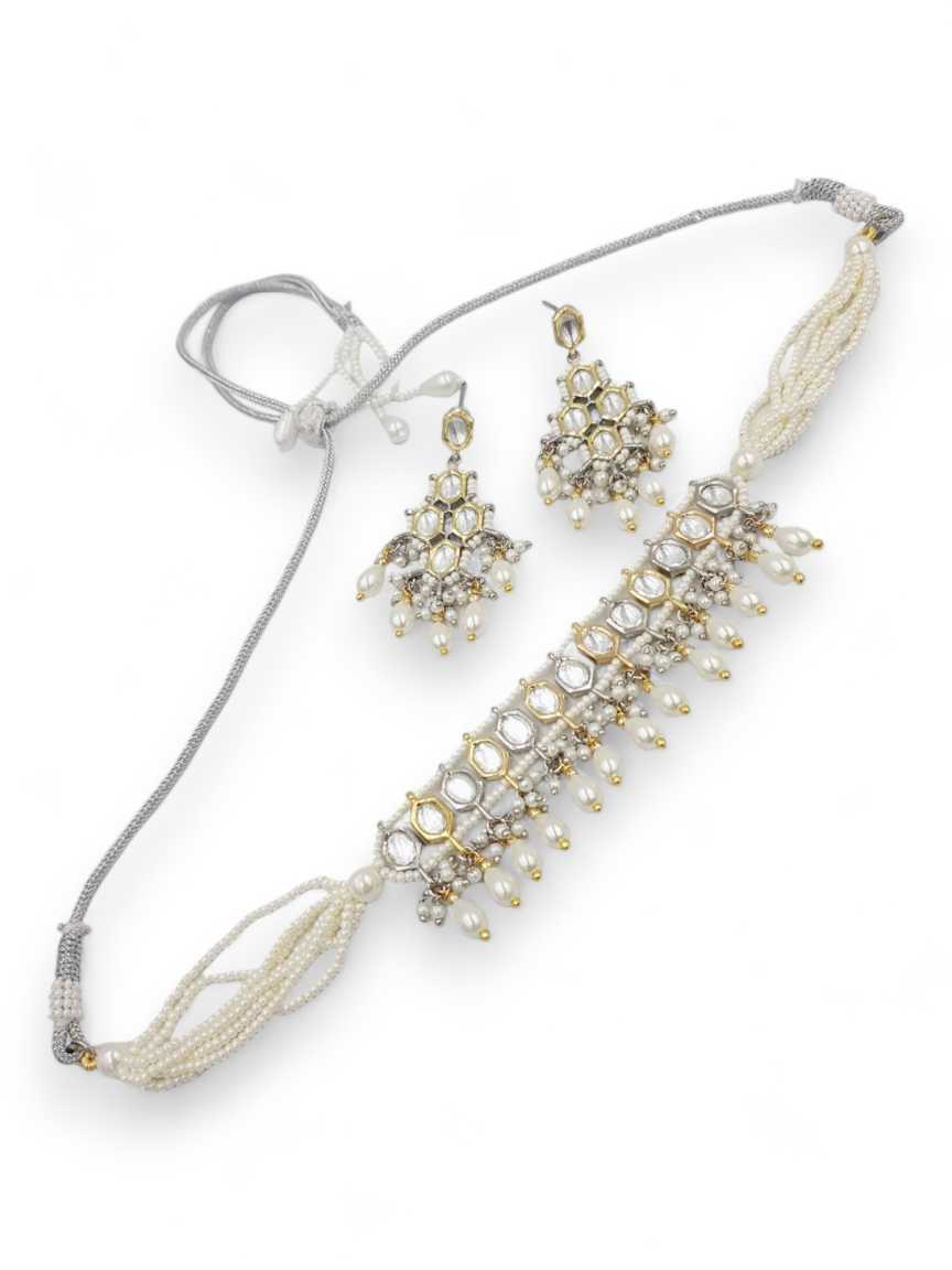 NECKLACE EARRING in VILANDI KUNDAN Style | Design - 22535