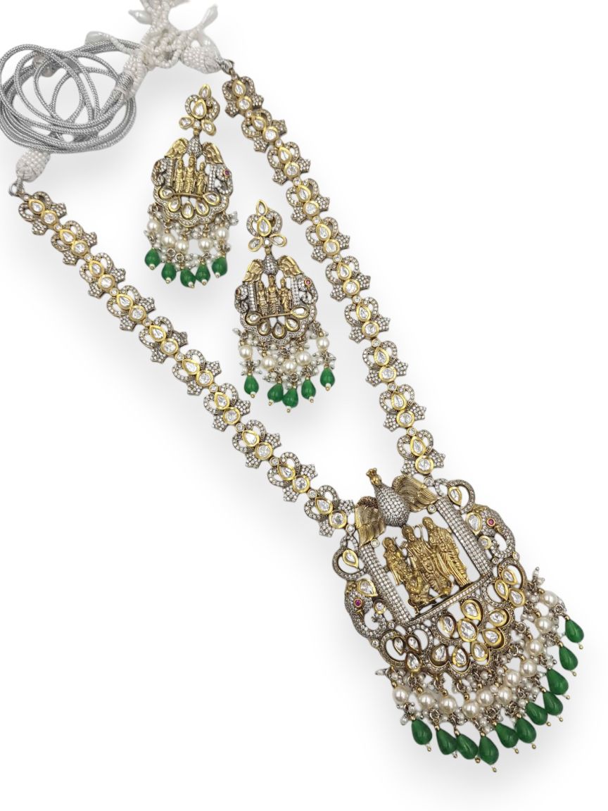 NECKLACE EARRING IN VILANDI KUNDAN STYLE | DESIGN - 22633
