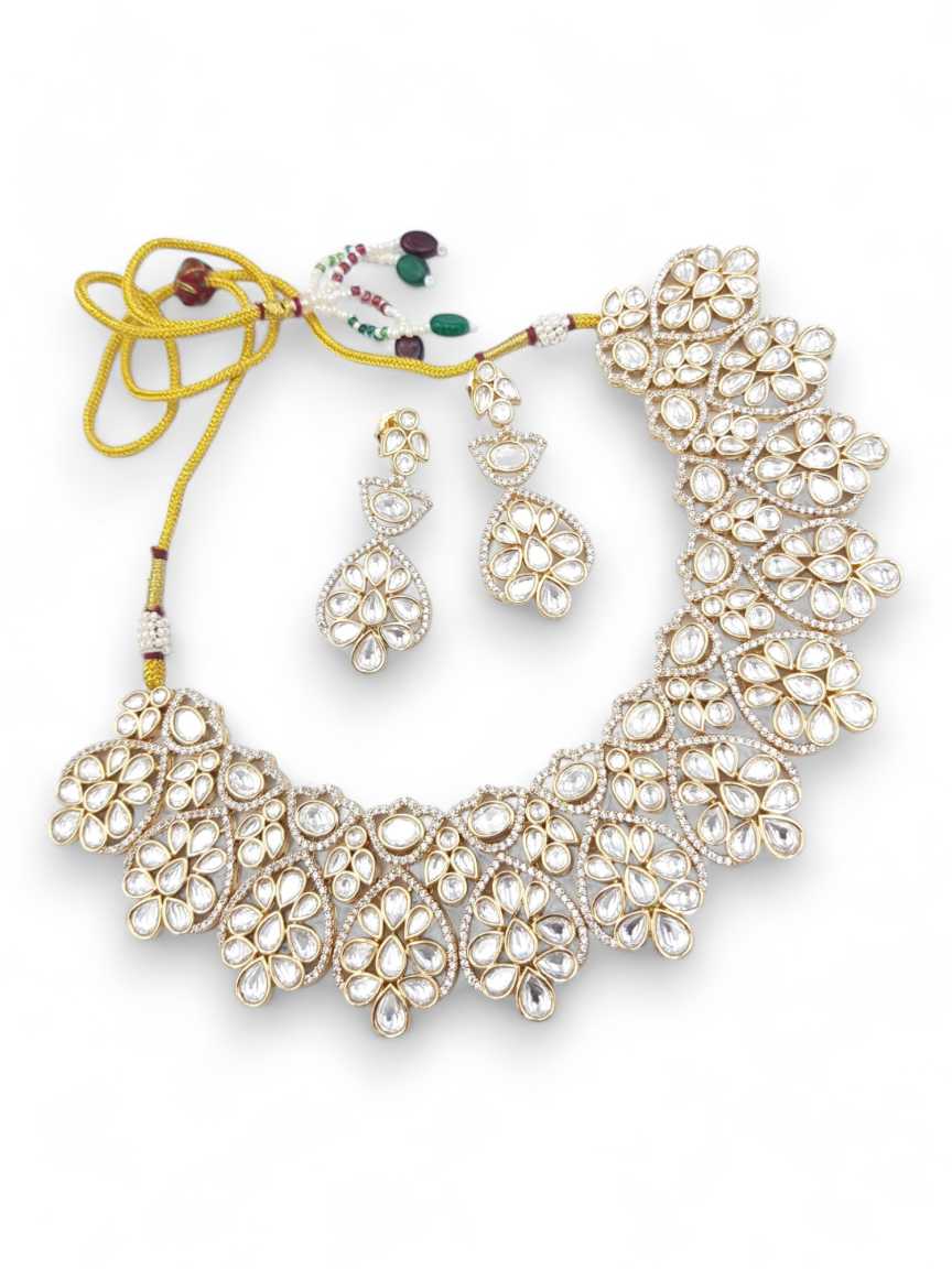 NECKLACE EARRING in VILANDI KUNDAN Style | Design - 22780