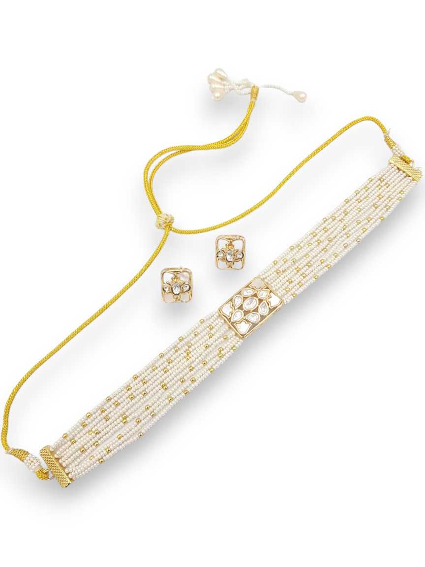 NECKLACE EARRING in VILANDI KUNDAN Style | Design - 22846