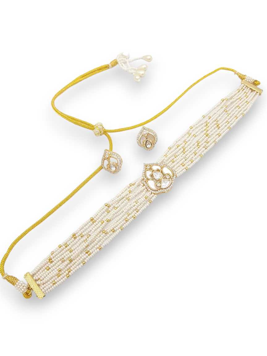 NECKLACE EARRING in VILANDI KUNDAN Style | Design - 22848
