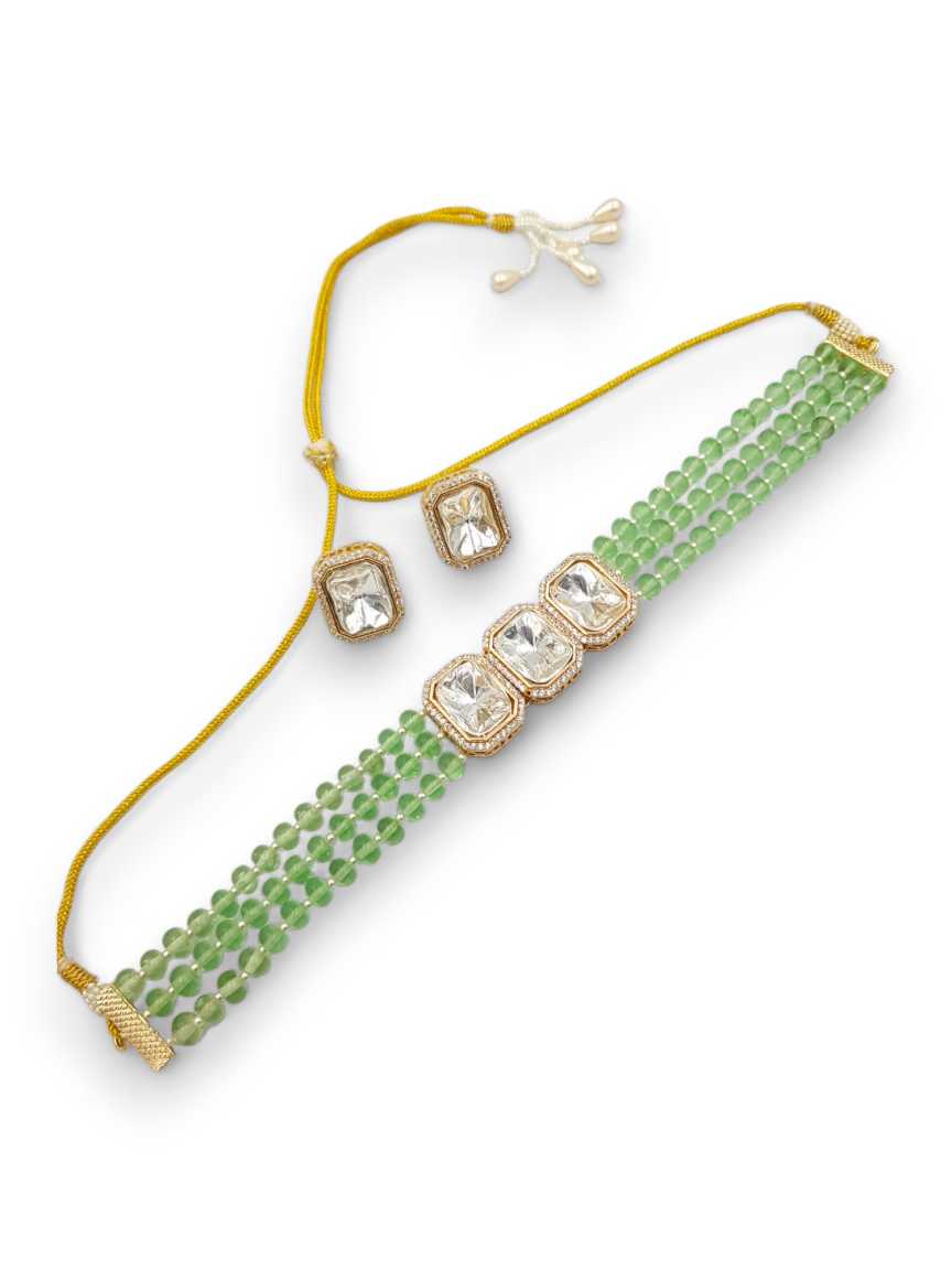 NECKLACE EARRING in VILANDI KUNDAN Style | Design - 22949