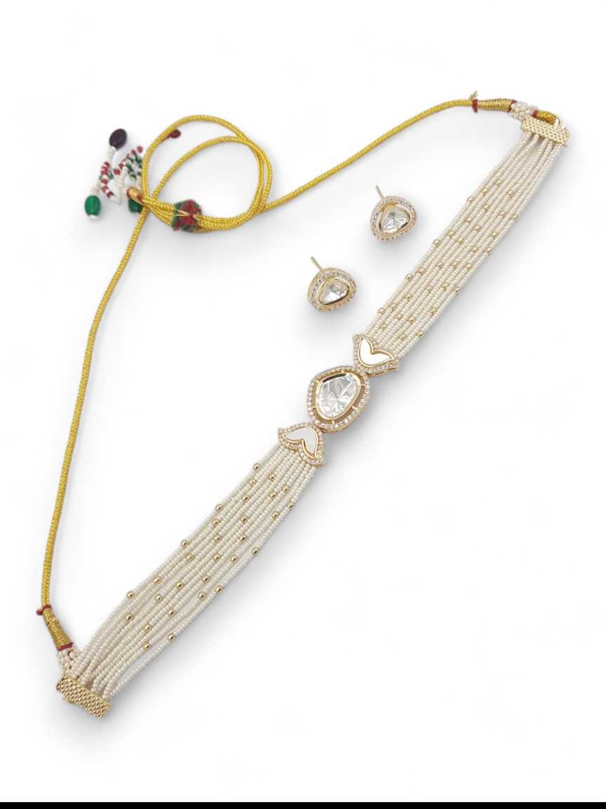 NECKLACE EARRING in VILANDI KUNDAN Style | Design - 22967