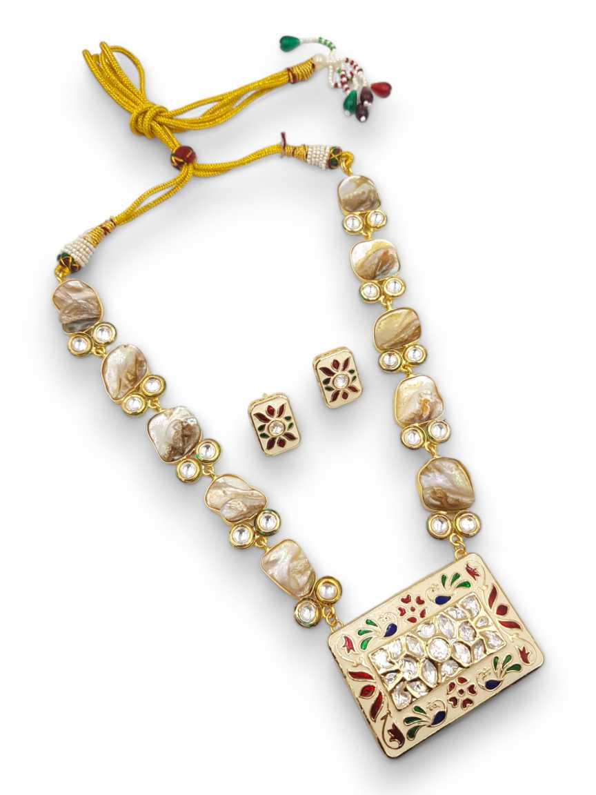 NECKLACE EARRING in VILANDI KUNDAN Style | Design - 22993