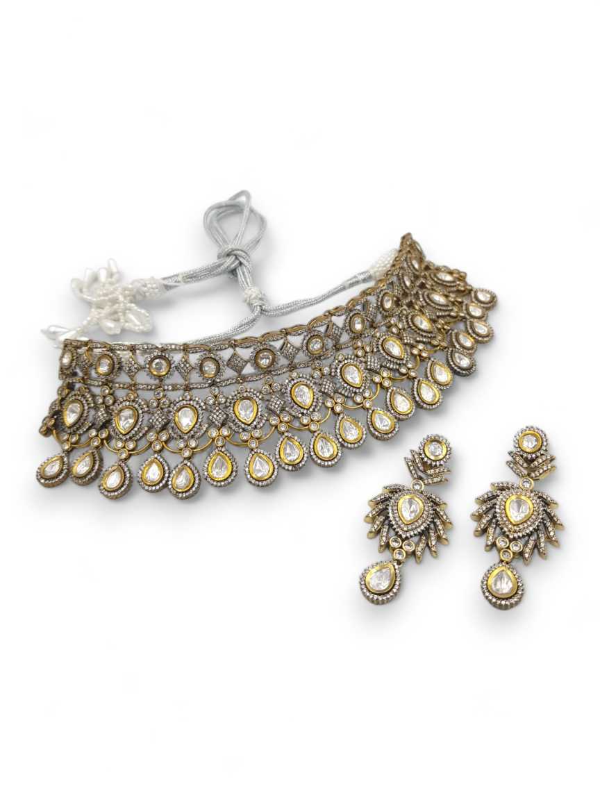 NECKLACE EARRING in VILANDI KUNDAN Style | Design - 23017