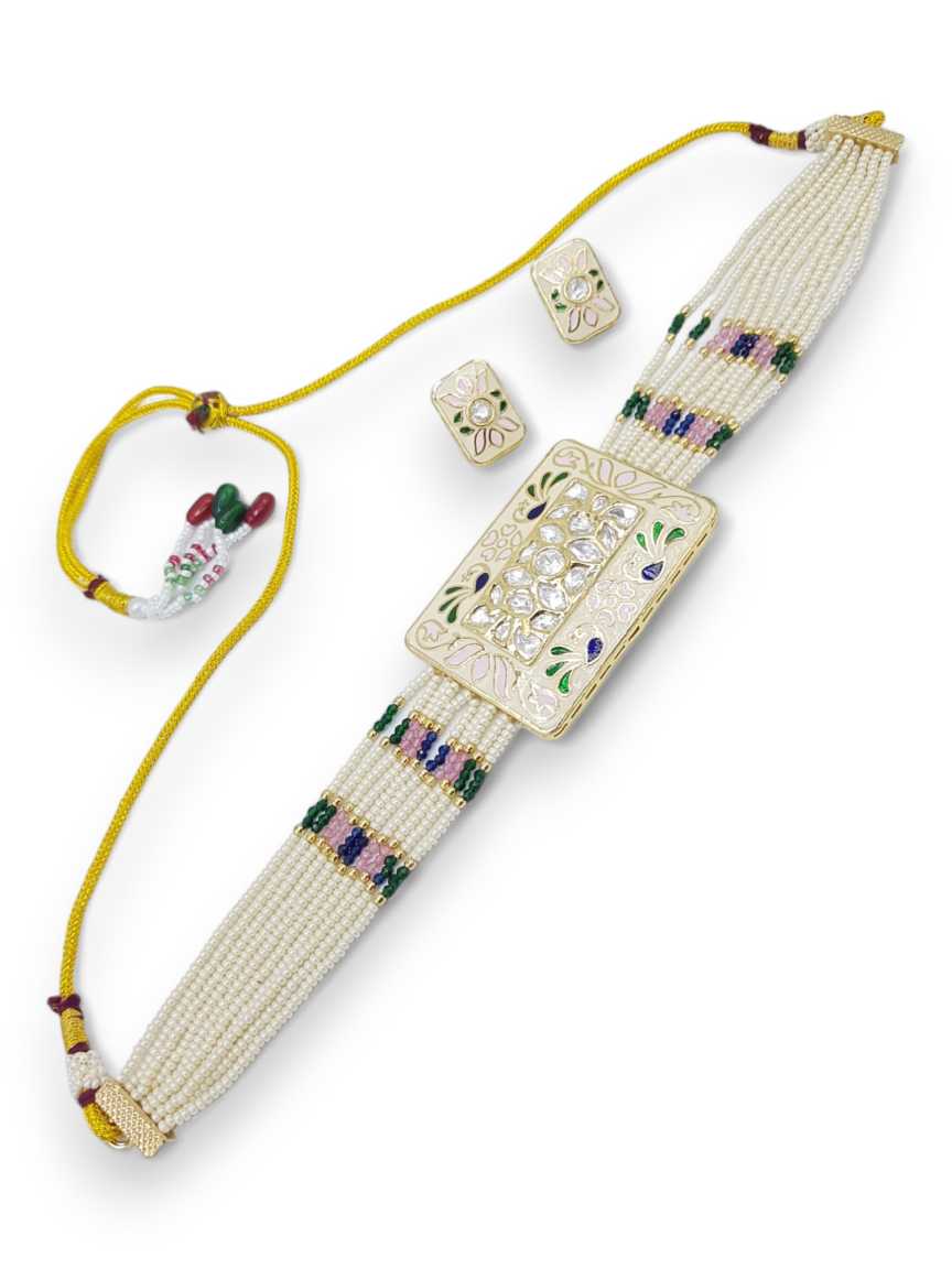 NECKLACE EARRING IN VILANDI KUNDAN STYLE | DESIGN - 23057