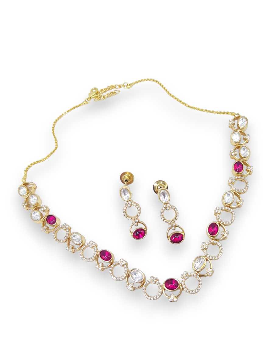 NECKLACE EARRING IN VILANDI KUNDAN STYLE | DESIGN - 23064