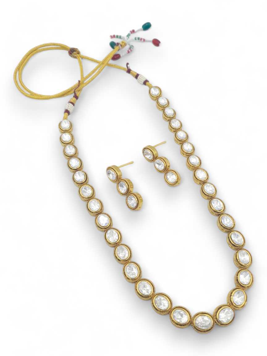 NECKLACE EARRING IN VILANDI KUNDAN STYLE | DESIGN - 23075