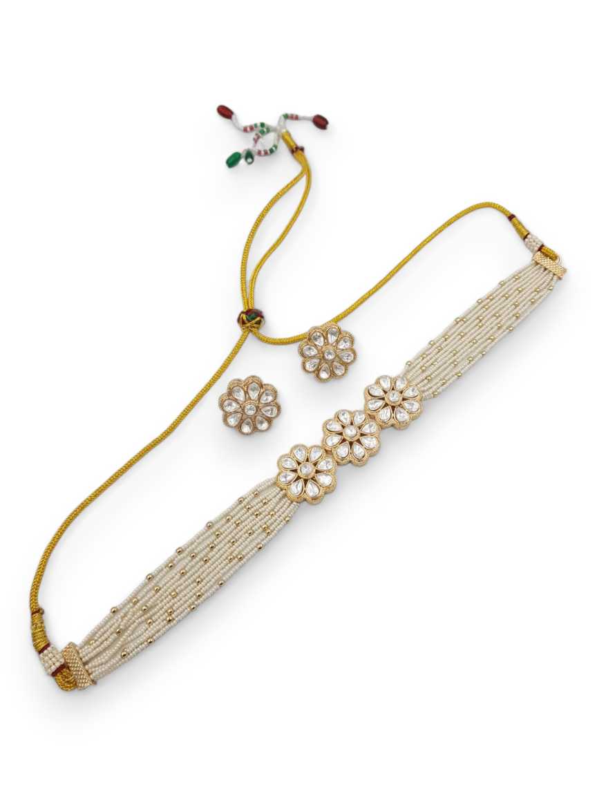 NECKLACE EARRING IN VILANDI KUNDAN STYLE | DESIGN - 23081
