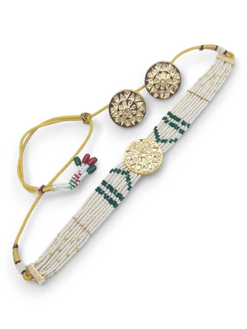NECKLACE EARRING IN VILANDI KUNDAN STYLE | DESIGN - 23100
