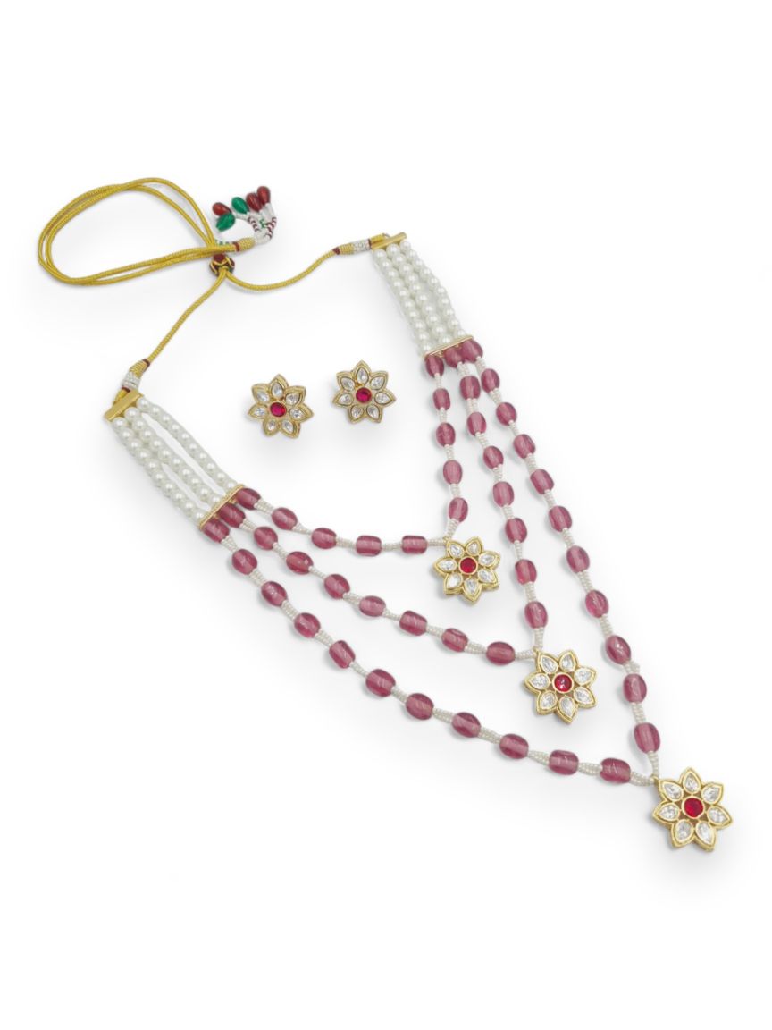 NECKLACE EARRING IN VILANDI KUNDAN STYLE | DESIGN - 23148
