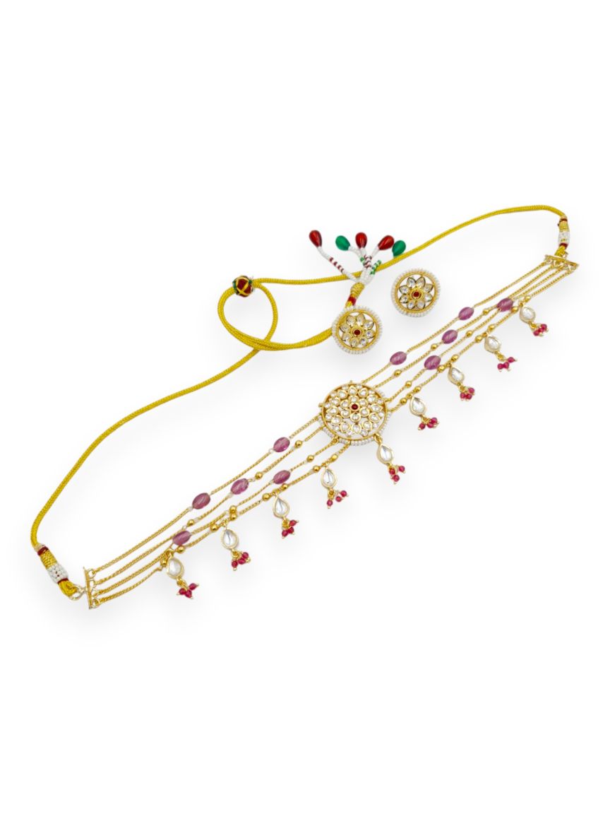NECKLACE EARRING IN VILANDI KUNDAN STYLE | DESIGN - 23254