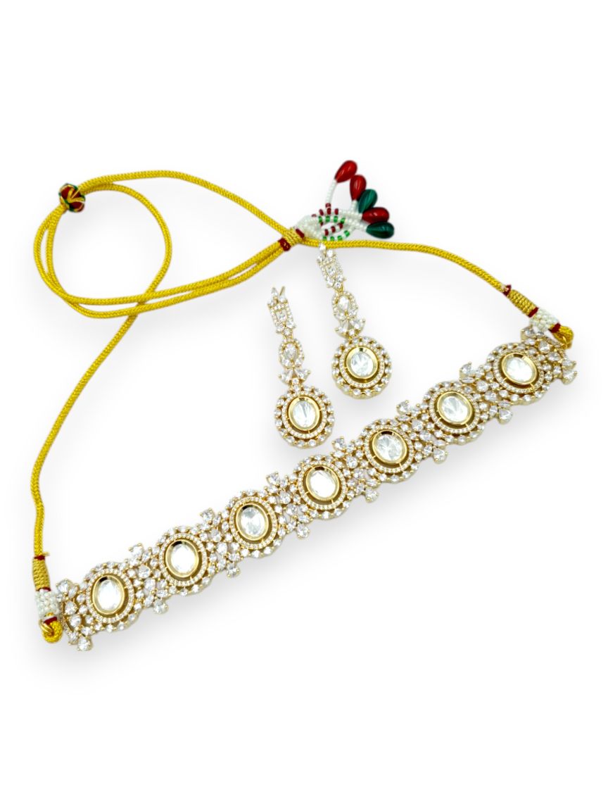 NECKLACE EARRING IN VILANDI KUNDAN STYLE | DESIGN - 23660