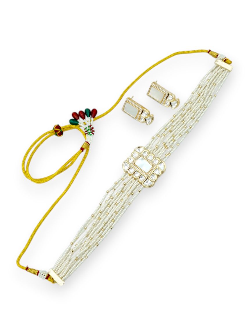 NECKLACE EARRING IN VILANDI KUNDAN STYLE | DESIGN - 23676