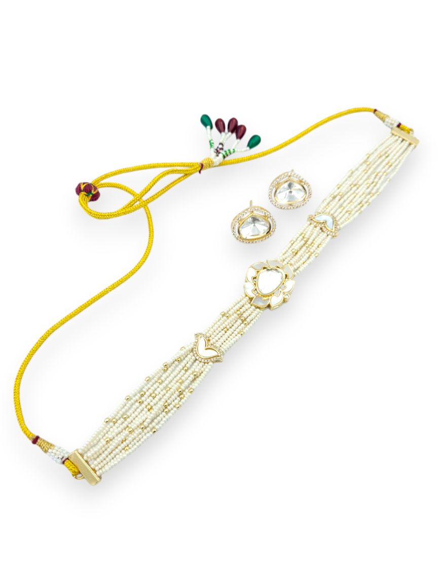 NECKLACE EARRING IN VILANDI KUNDAN STYLE | DESIGN - 23869