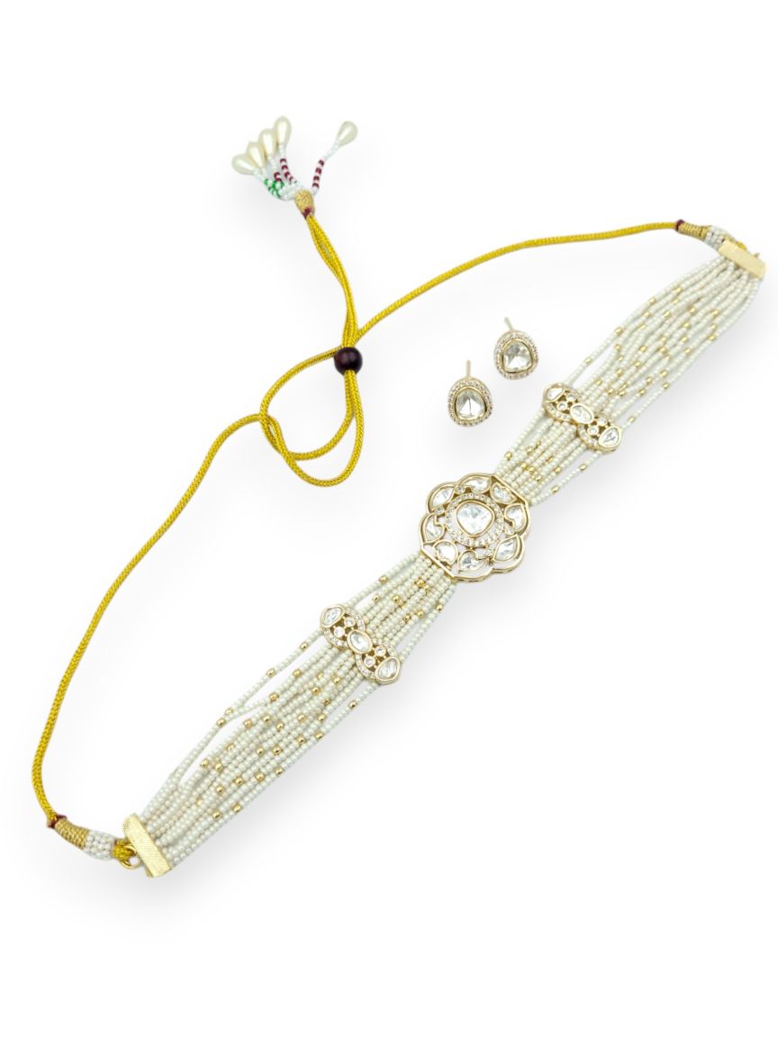 NECKLACE EARRING IN VILANDI KUNDAN STYLE | DESIGN - 23872